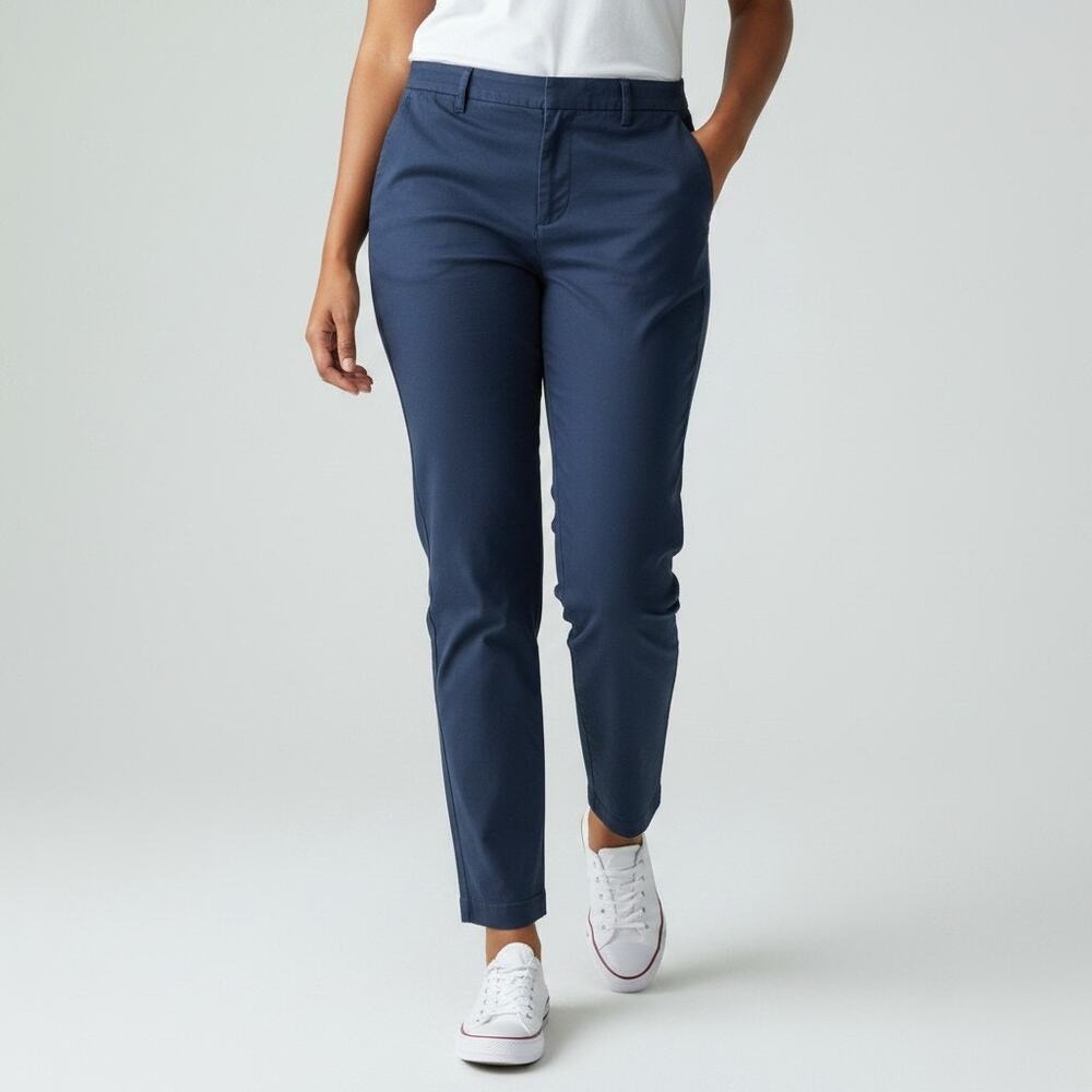 Wildfang Essential Trouser Pants Blue Convertible Cuff Tapered Chino Unisex 12